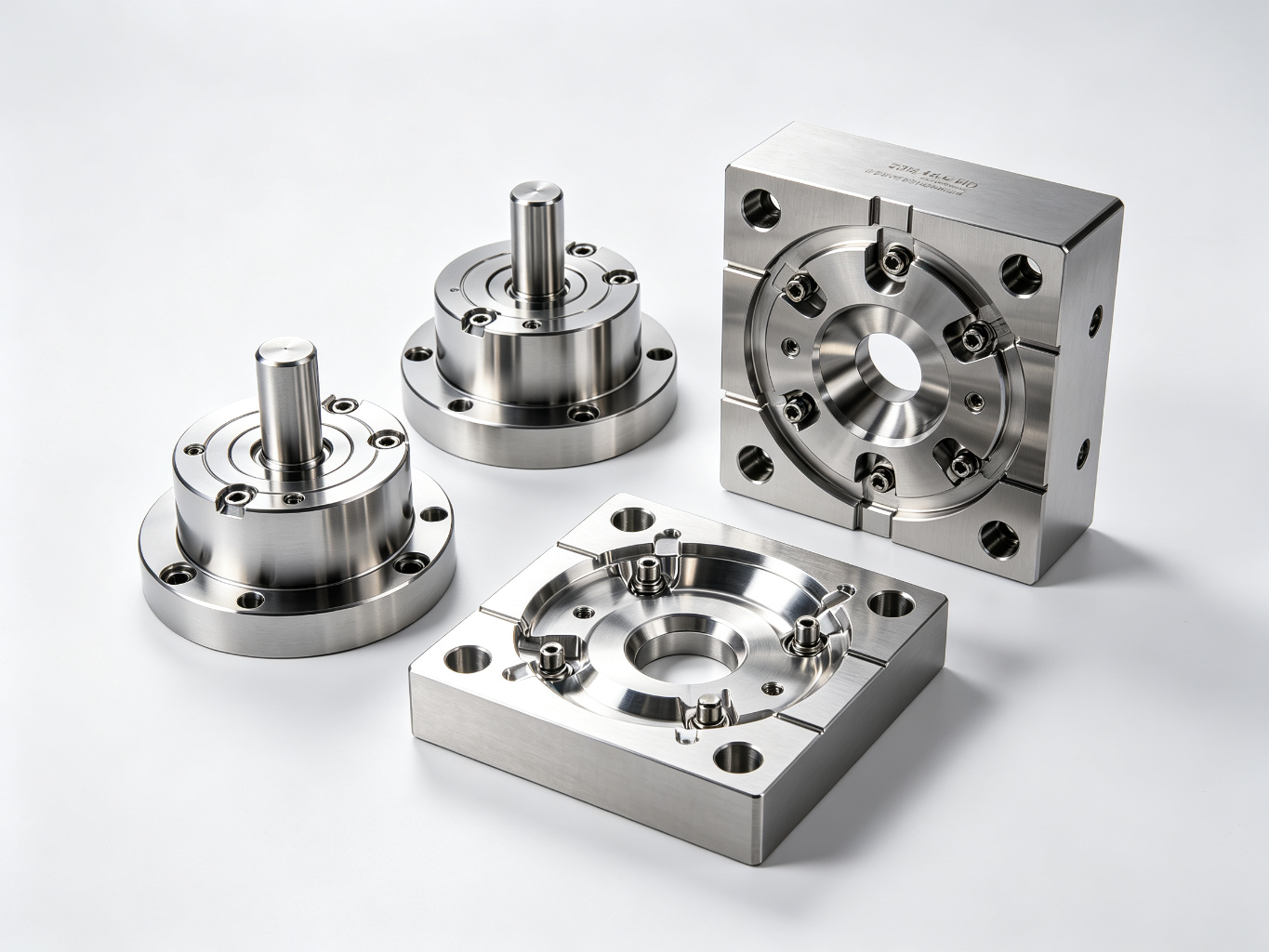 Precision machined mold core and cavity inserts with polished surfaces