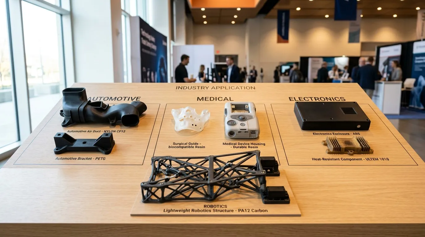 3D printed parts across automotive medical electronics robotics and industrial applications