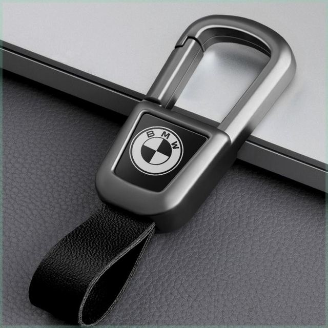 Engraved custom key fob case with BMW logo