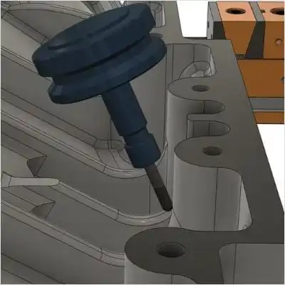 Simultaneous 5-axis machining — toolpath reaching multiple surfaces without repositioning