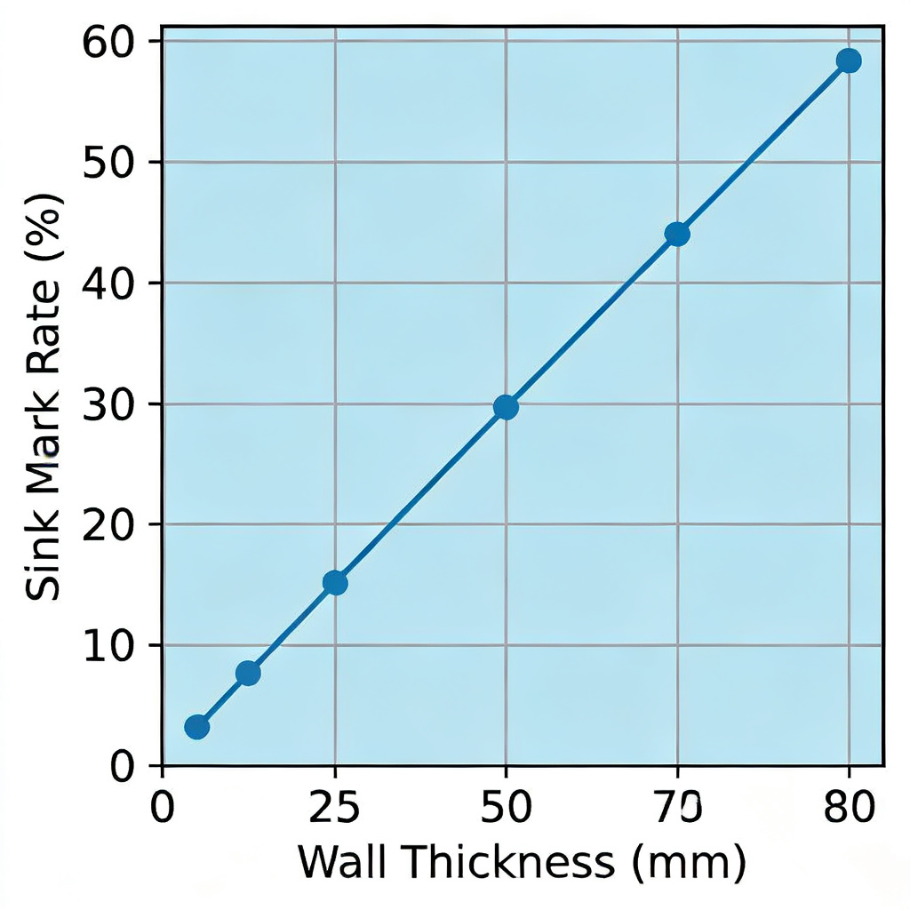 Wall thickness vs sink mark rate chart
