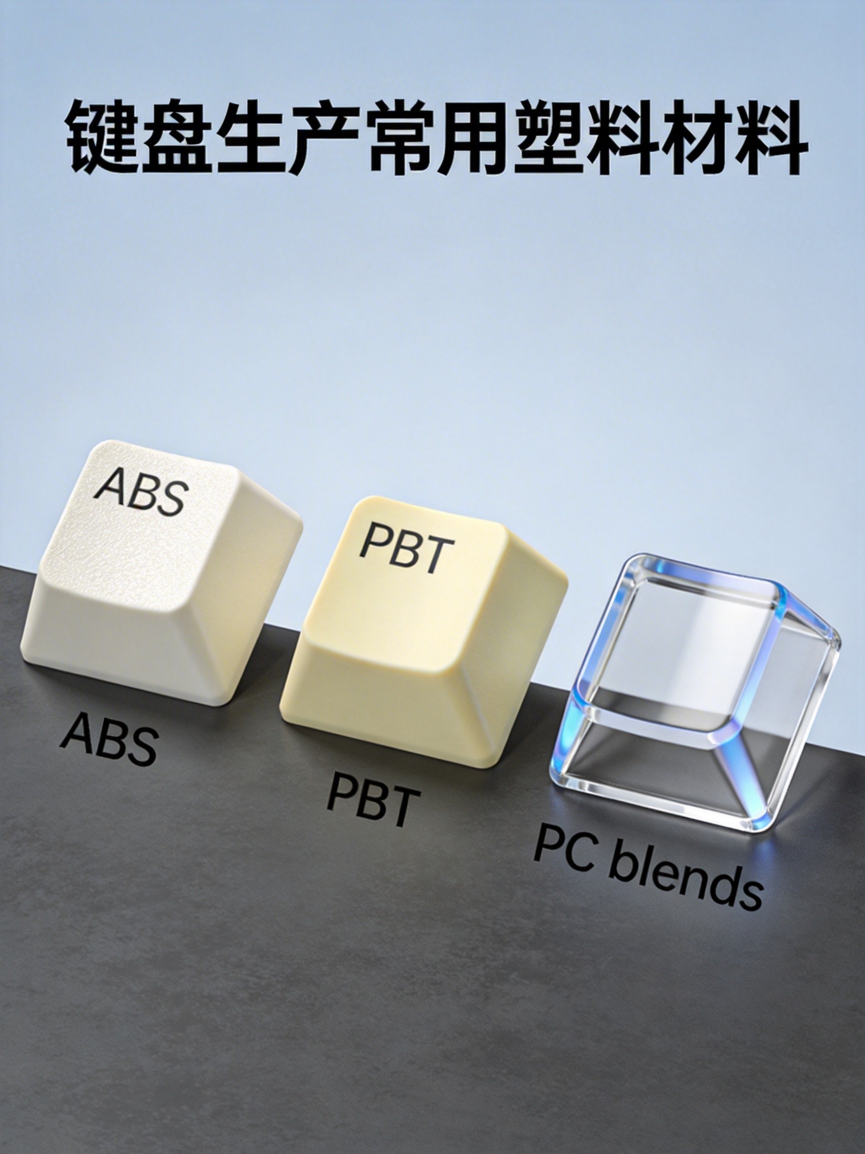 Comparison of keyboard plastic materials including ABS and PBT
