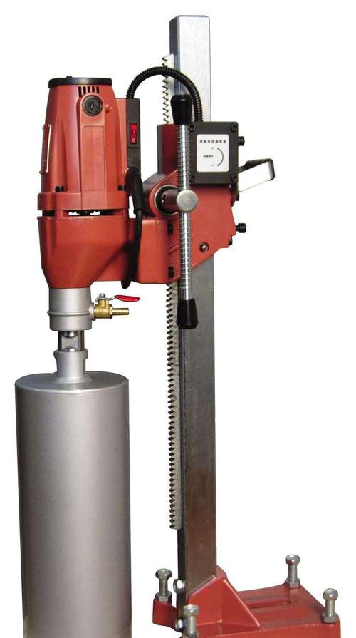 Drill press stand supporting industrial drilling machine