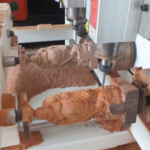 3-axis CNC wood router machine carving a 3D wooden panel