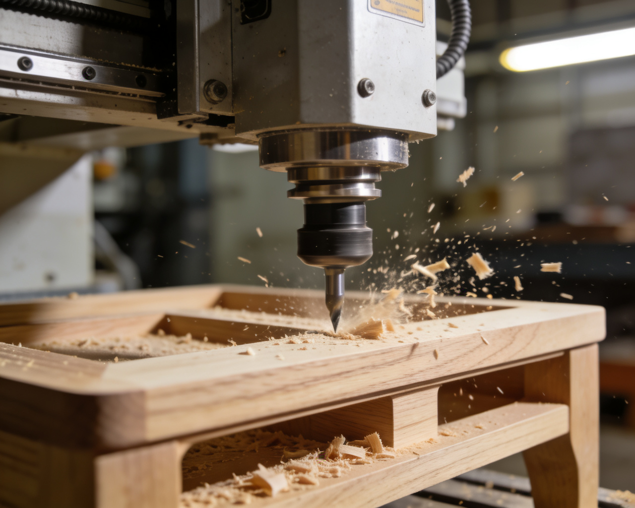 CNC Router Working on Furniture Component