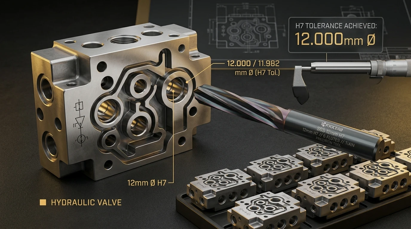 Hydraulic valve body case study with custom TiAlN-coated carbide chucking reamer achieving H7 tolerance on 42CrMo steel