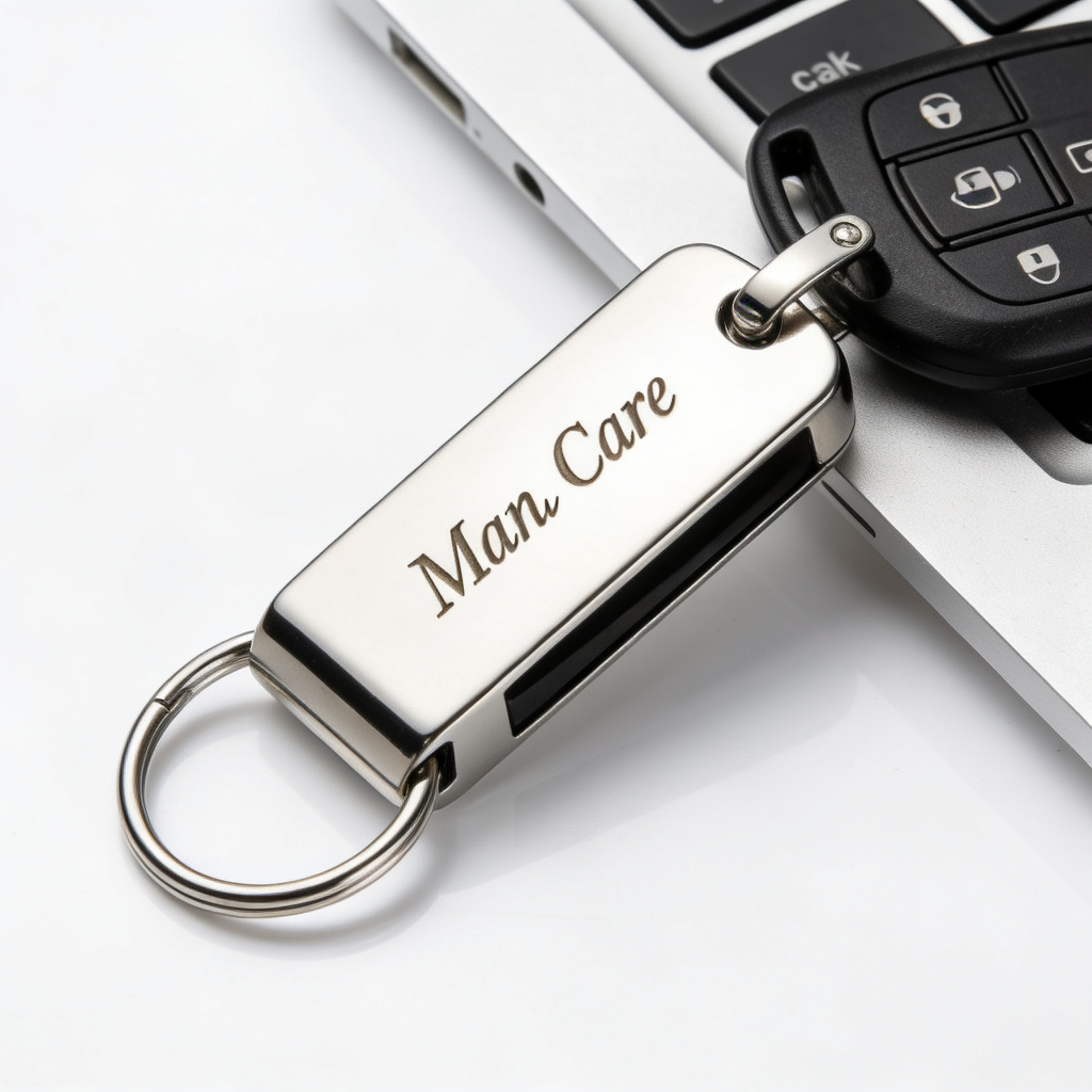 Custom engraved car key fob with personalized name engraving