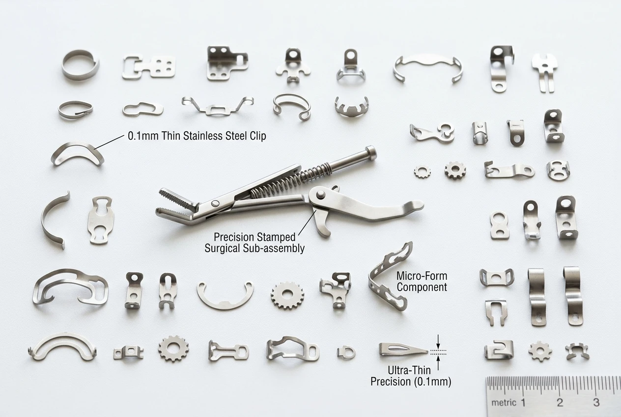 Medical stamping die thin metal instrument components precision