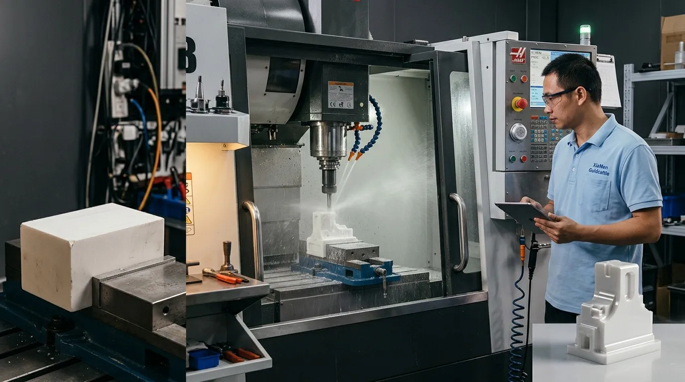 Ceramic CNC machining process stages from blank to finished precision component with diamond tooling