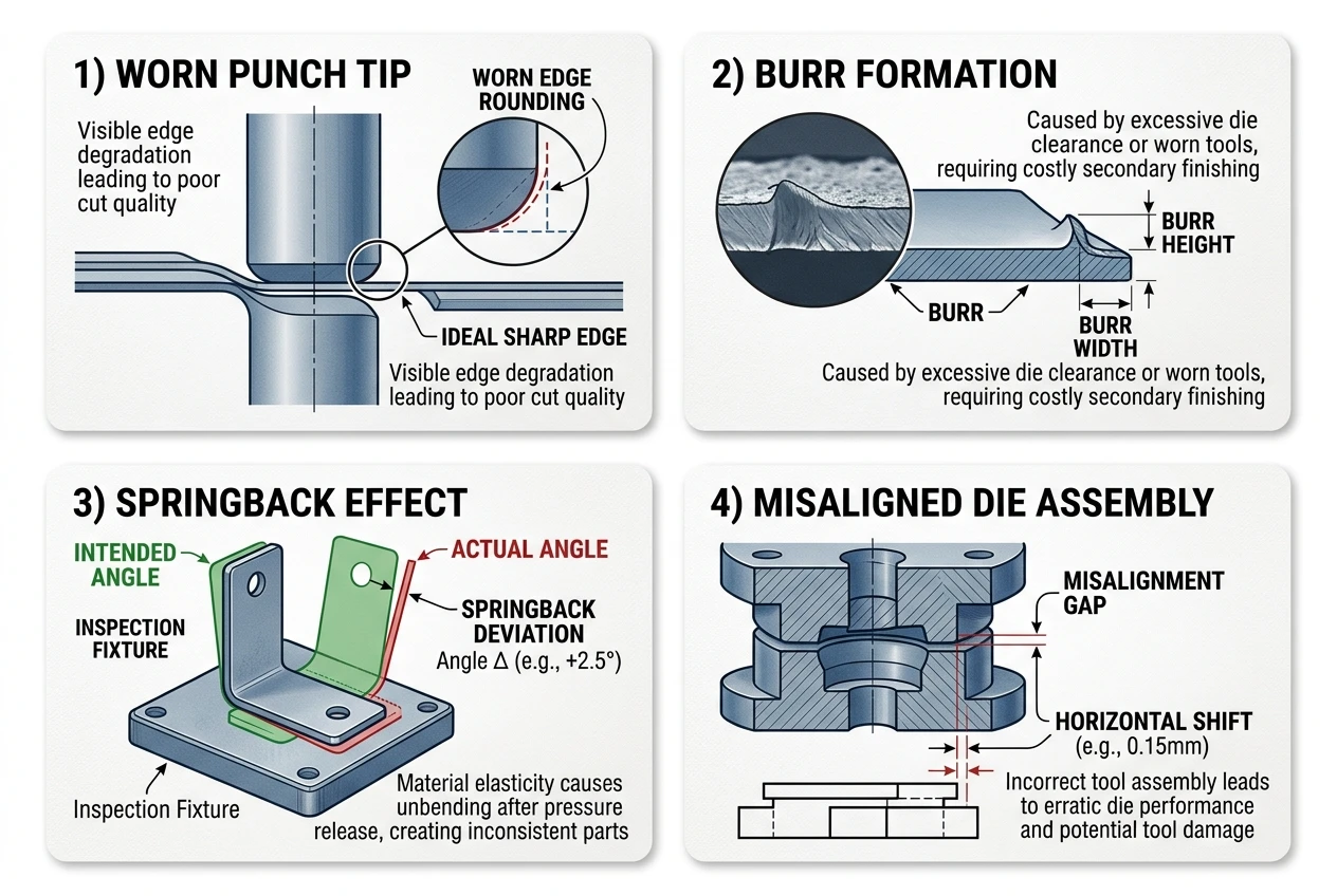 Common stamping die manufacturing challenges punch wear burr springback alignment