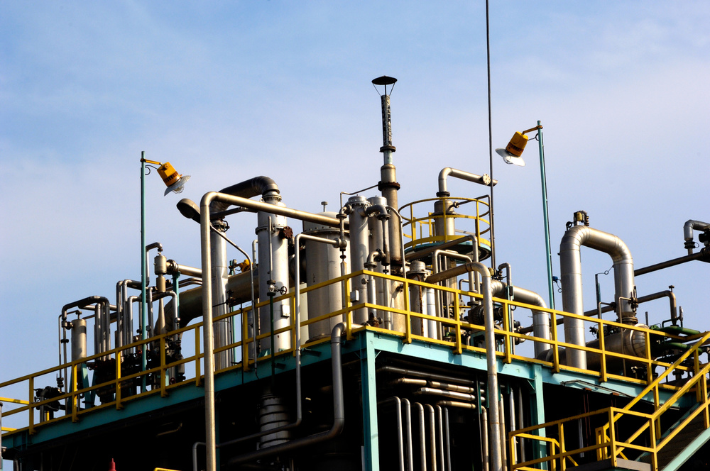 Industrial piping system in factory