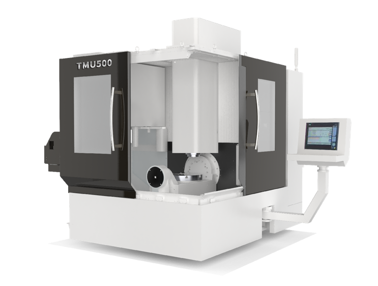 5-axis CNC machining center with precision workholding