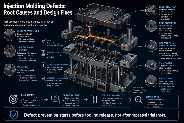 Injection molding defects and solutions analysis