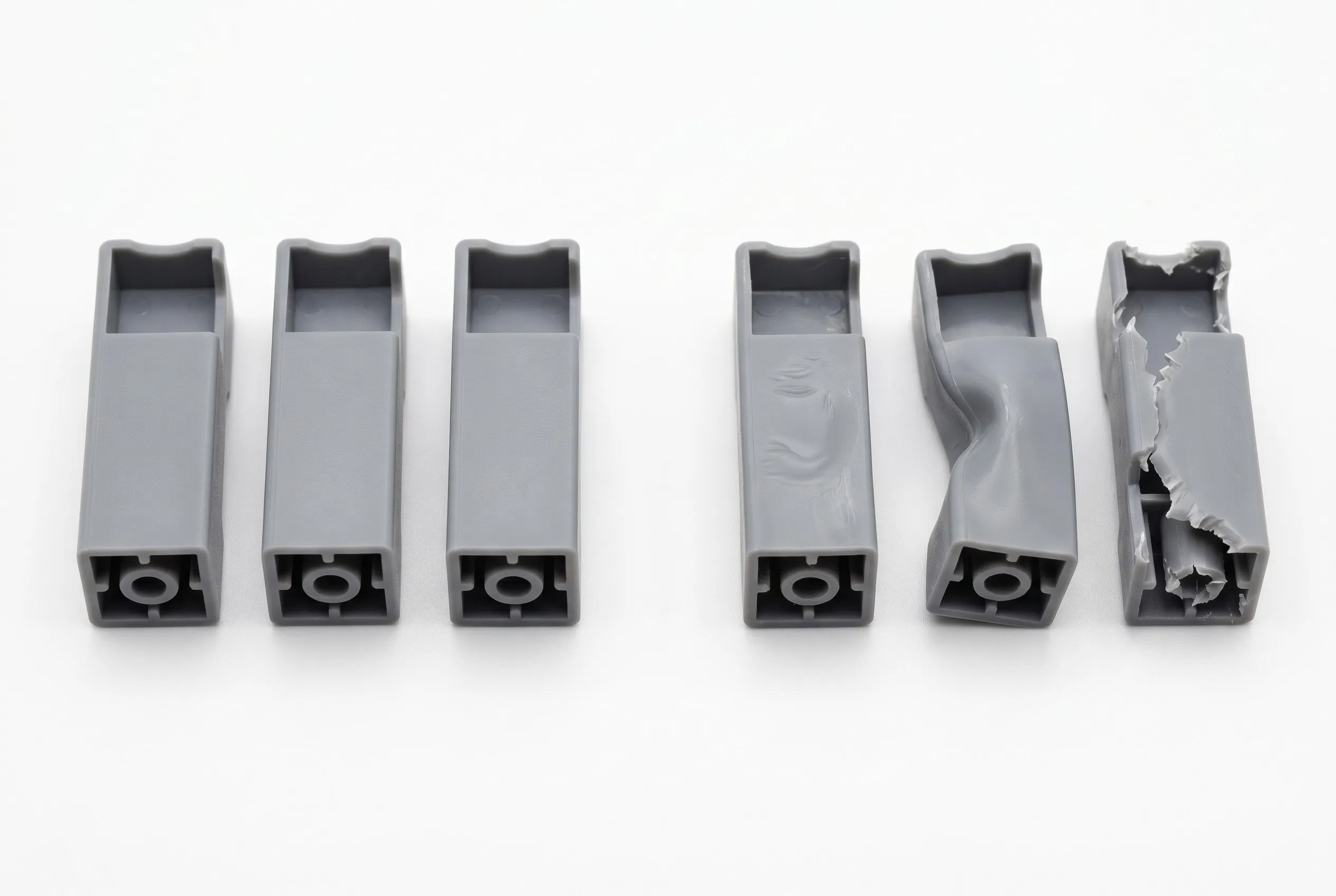 Comparison of injection molded defects versus quality parts