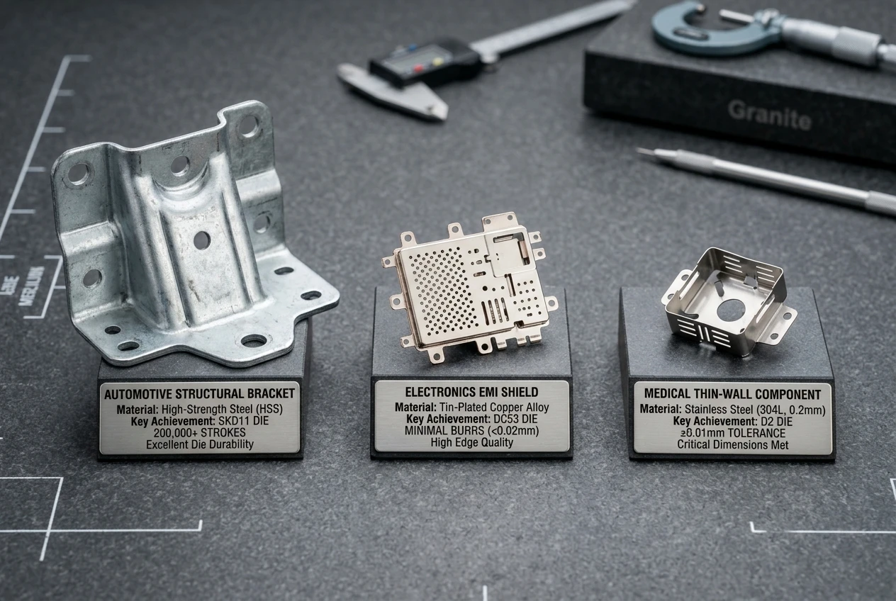 Successful stamping die case study results automotive bracket electronics shield medical component