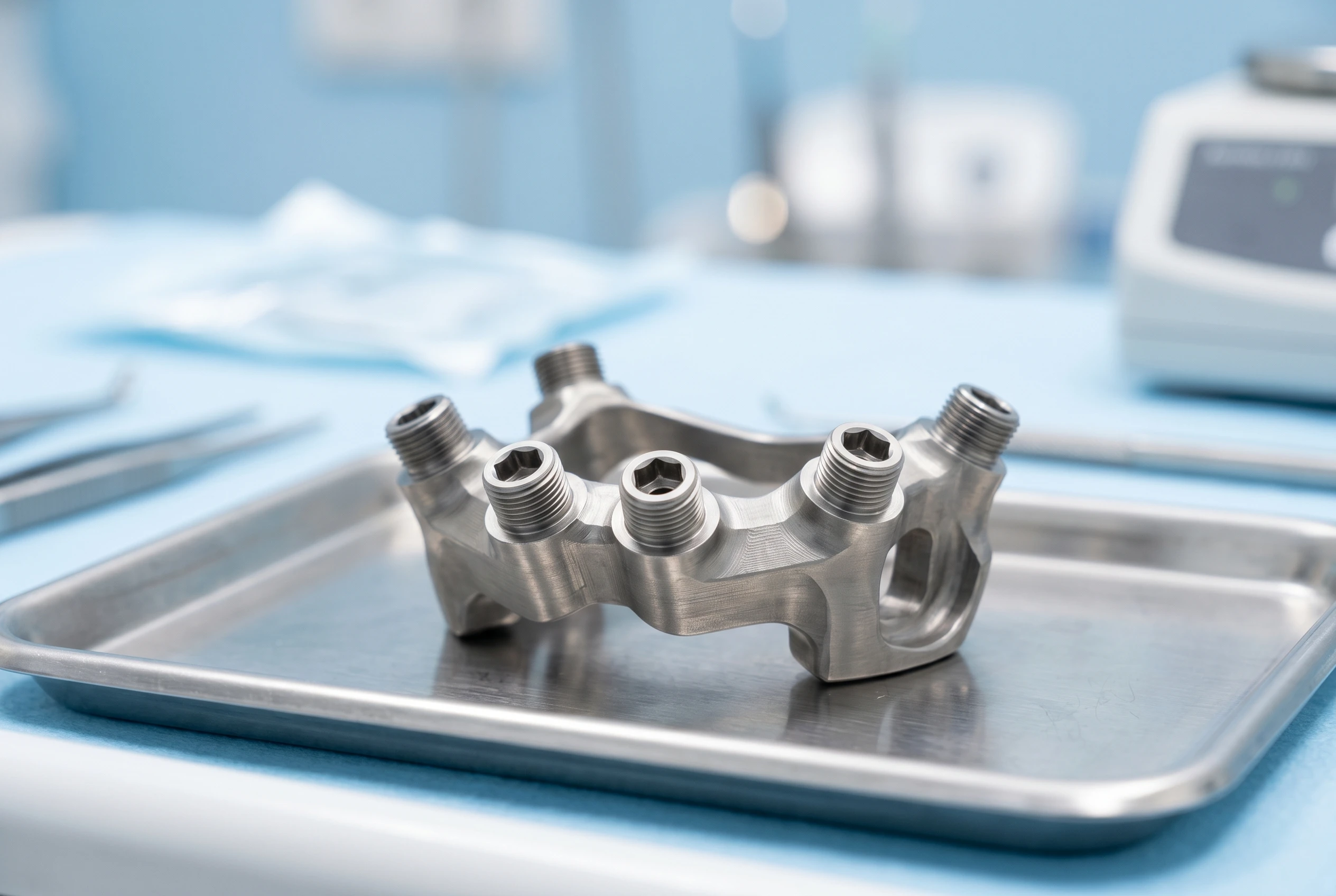 CNC machined Ti-6Al-4V ELI (ASTM F136) dental implant framework structure