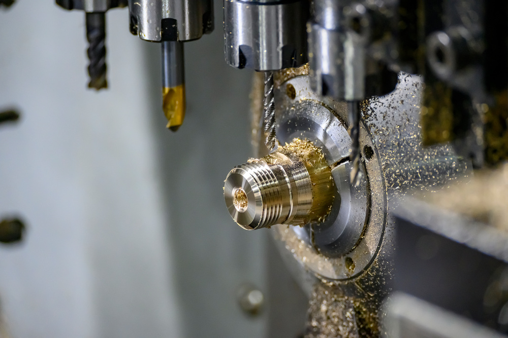 CNC Lathe Making Brass Screw Connectors