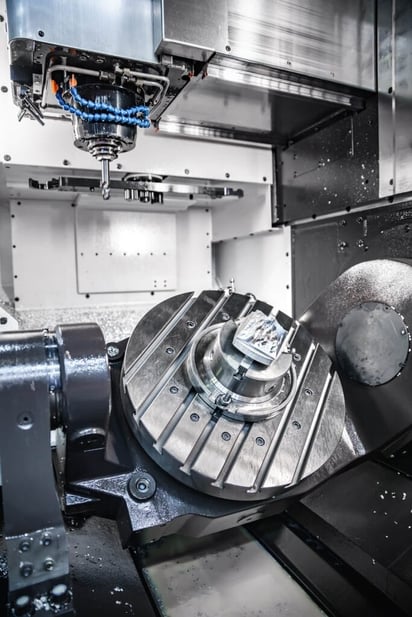5-axis CNC machine working table with rotary axis