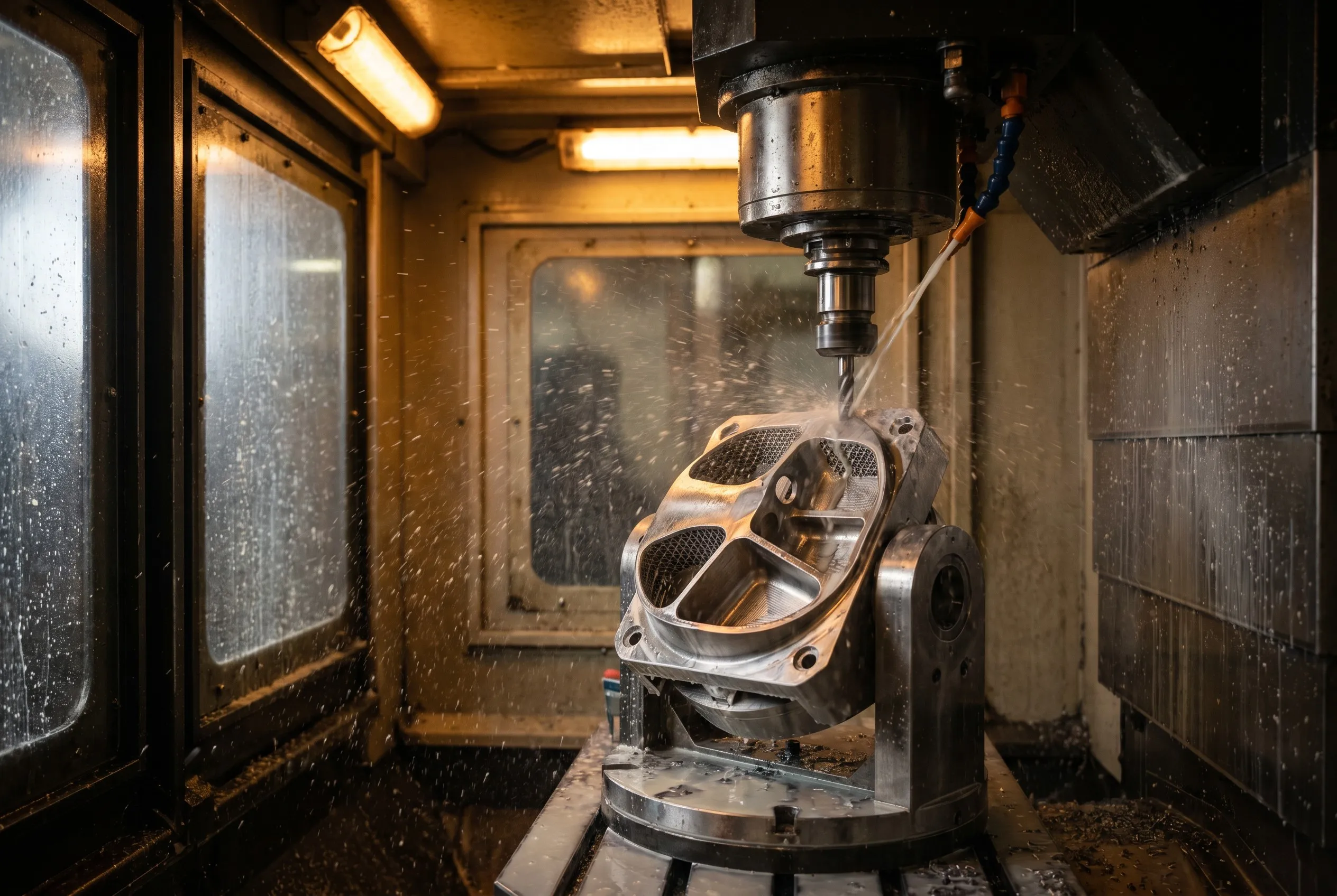 5-axis CNC machining center producing titanium medical implant components