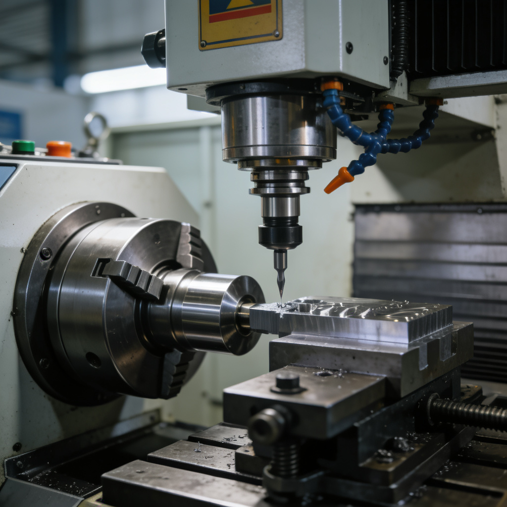 3 axis CNC machining center in operation