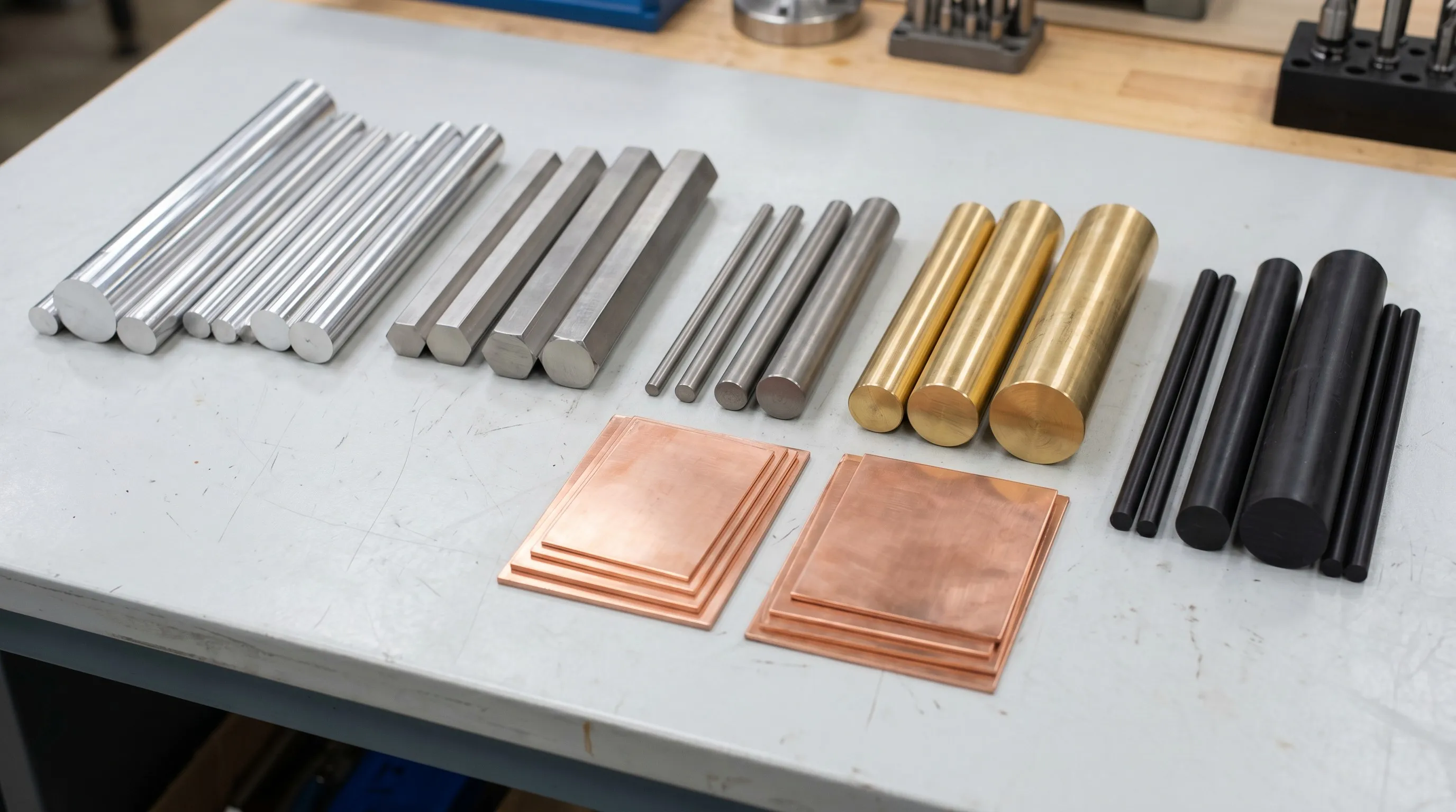 Metal and plastic raw material blanks for CNC machining aluminum stainless steel titanium brass PEEK