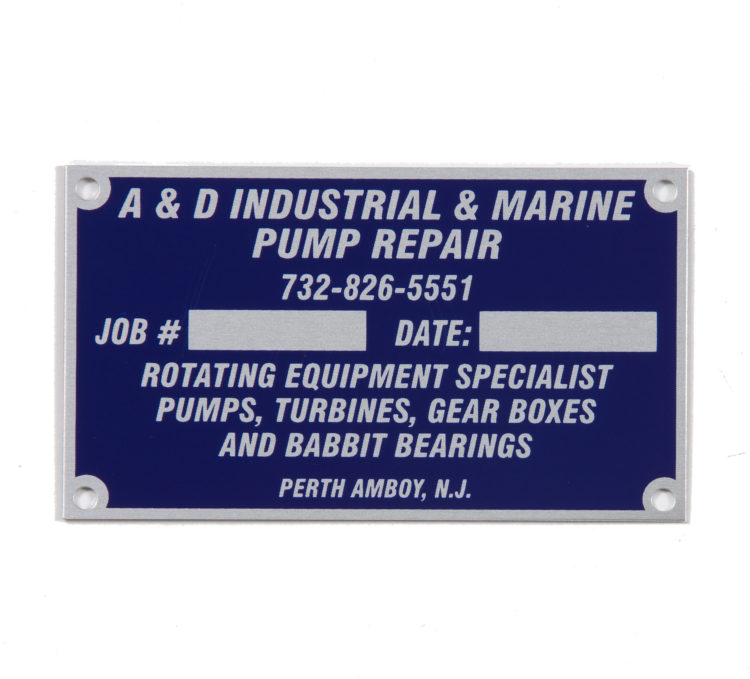 Industrial Equipment Metal Nameplates