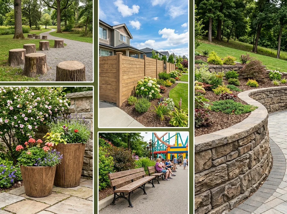 Applications of decorative concrete products in landscape parks, gardens, residential areas and theme parks