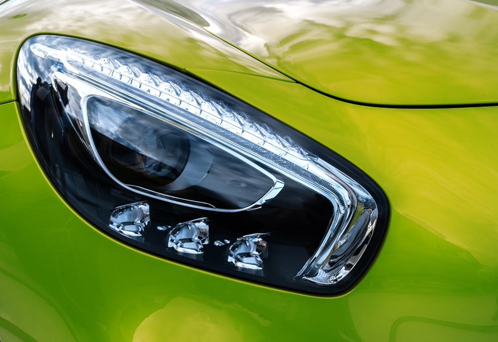 Modern Yellow Sports Car Headlight Design