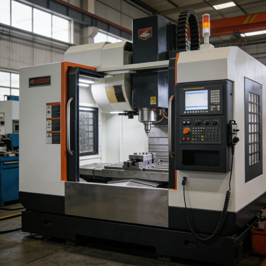 Precision CNC machining center in operation