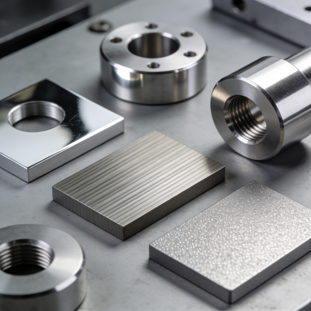 Precision machined stainless steel parts with different surface finish samples