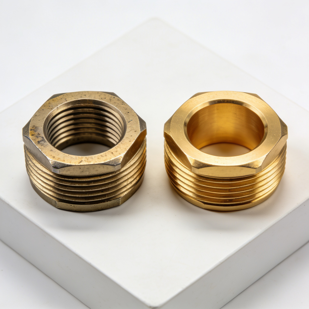 CNC brass parts machining details, surface treatment before and after comparison