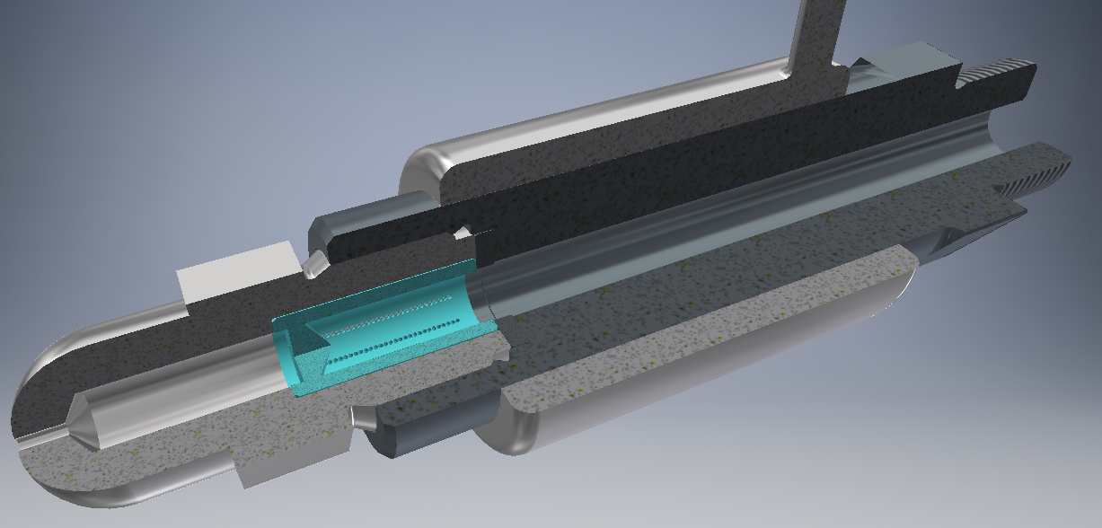 Close up of injection molding machine nozzle