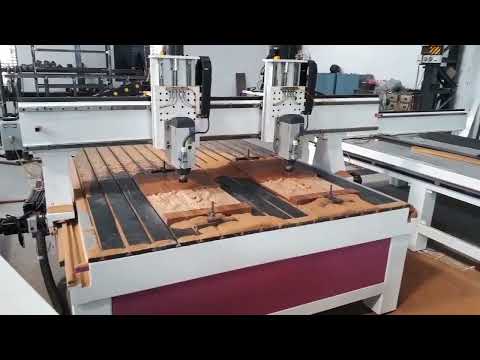 CNC wood carving machine working in factory