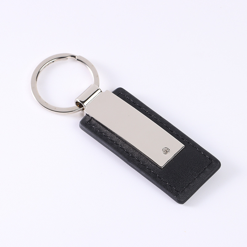 Luxury leather key fob cover with metal accent