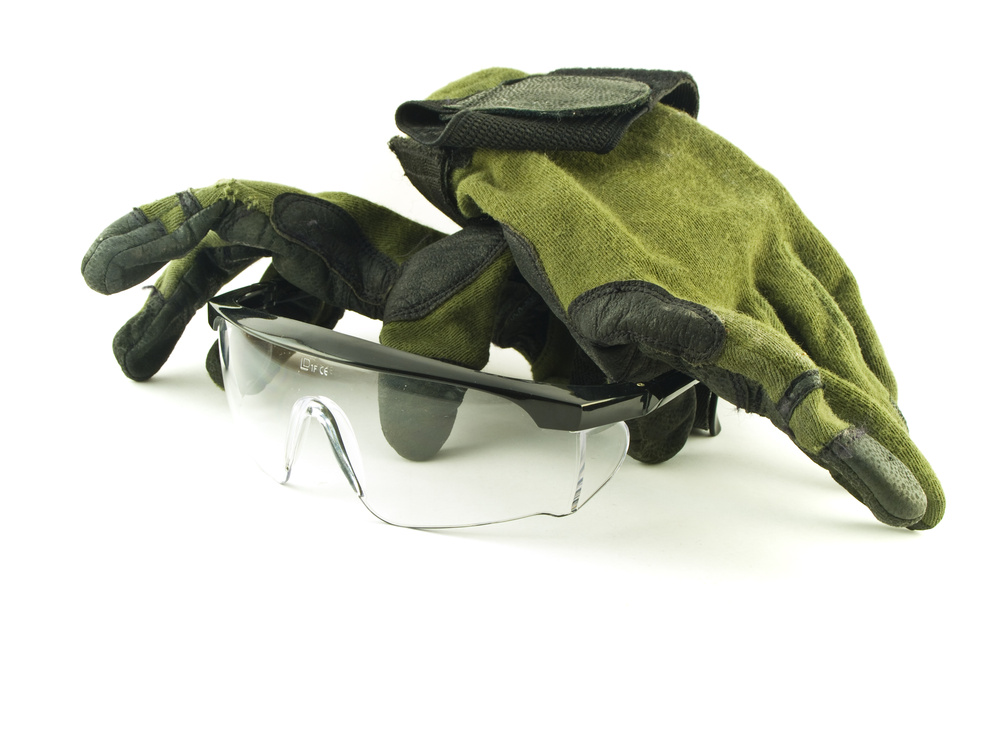 CNC safety equipment including goggles and gloves