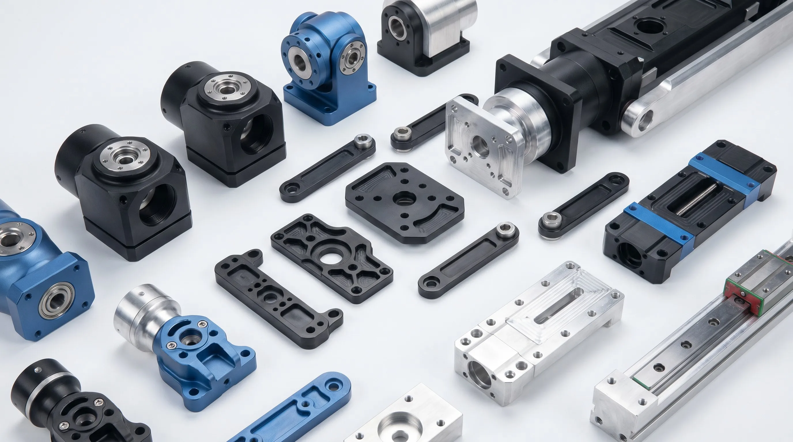 CNC machined aluminum robotic arm structural frames automation components